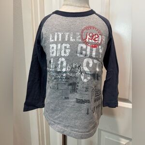 Mish Boys size 4 Gray and Navy Kids Long Sleeve Shirt